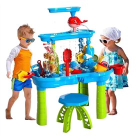 Noux pour enfants 1 ensemble à 3 niveaux Spacieux table sensorielle Table de sable coloré interactive parent-enfant de développe