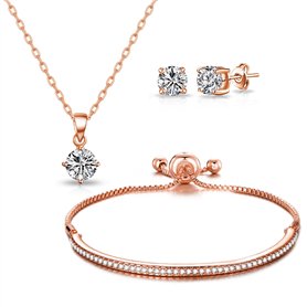 Philip Jones Ensemble d'amitié plaqué or rose créé avec des cristaux Zircondia®