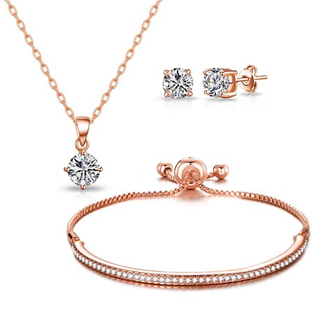 Philip Jones Ensemble d'amitié plaqué or rose créé avec des cristaux Zircondia®
