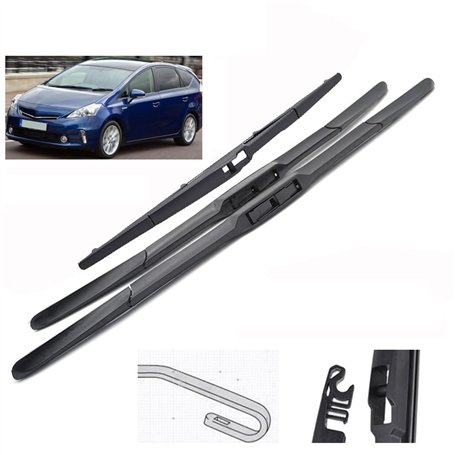 SNKA Auto Avants Balais Essuie-Glaces pour Toyota Prius Plus/Prius+ 2011–2016