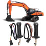 JINFOLI Levier de joystick d'excavatrice 2 pièces 3 boutons poignées de joystick d'excavatrice 6 broches en alliage d'aluminium 