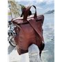 Sac à dos en cuir véritable pour homme - Vintage - Sac à dos multi-poches - Sac à dos de voyage décontracté - Marron - Taille XL