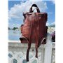 Sac à dos en cuir véritable pour homme - Vintage - Sac à dos multi-poches - Sac à dos de voyage décontracté - Marron - Taille XL