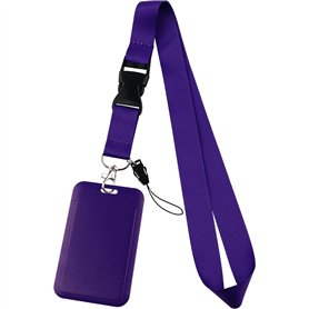 Lanyards avec support d'identification de 20 pouces Longes violettes unisexes pour badges ID Longe en polyester lisse et doux po