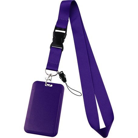 Lanyards avec support d'identification de 20 pouces Longes violettes unisexes pour badges ID Longe en polyester lisse et doux po