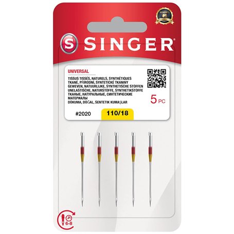 VSM Singer Lot de 5 aiguilles pour machine à coudre 2020 (110/18)