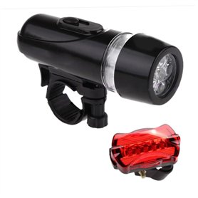 Wedhapy Lampe de vélo 5LED VTT étanche Phare feu arrière Combinaison pour vélo Noir étanche Phare feu arrière Combinaison vélo A