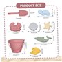 11 PCS / Set Sand Toys de qualité alimentaire Les jouets de plage en silicone coloré avec sac en mesh incluent la pelle, le seau