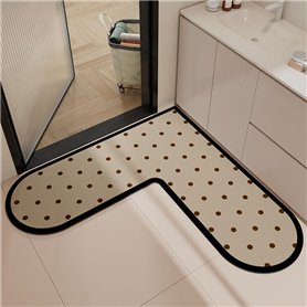 YongXinMY Tapis de bain en forme de cœur - Motif rétro Diatomée - Tapis de salle de bain en forme de L antidérapant et lavable p