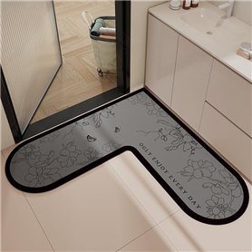 YongXinMY Tapis de bain en forme de cœur - Motif rétro - Diatomées - Absorbant la boue - Antidérapant et lavable - Pour toilette