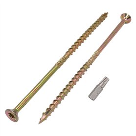 Marcopol Lot de 6 vis à bois en acier zingué jaune Tête Torx Type 17 Tête fraisée Vis à panneaux d'aggloméré 6