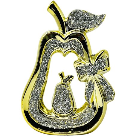 Élégance rayonnante : sculpture en forme de poire en diamant écrasé en or – Un décor luxueux pour les intérieurs modernes