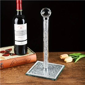 Porte-rouleau d'essuie-tout en diamant écrasé - Argent étincelant - Cristaux Swarovski - Hauteur : 31 cm - Distributeur de papie