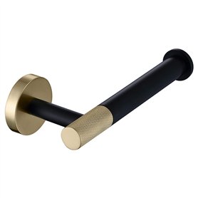 Porte Papier Toilette en Acier Inoxydable Support de Papier Montage Mural Derouleur Papier Or Brossé et Noir Mat Porte Rouleau T
