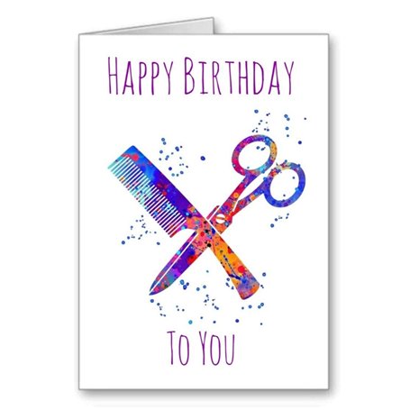 GFC Ciseaux de Coiffeur personnalisés Peigne de Coiffure Carte d'anniversaire Motif styliste Aquarelle 12