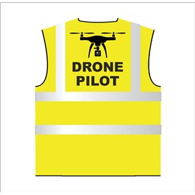 DRONE PILOT HI VIS VIZ VESTE HAUTE VISIBILITÉ EN471 JAUNE VESTE DE SÉCURITÉ (XL)