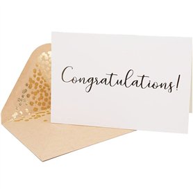 50 Pack Félicitations Card - Cartes de vœux élégantes avec `` Félicitations '' en relief en lettres d'or - pour l'engagement