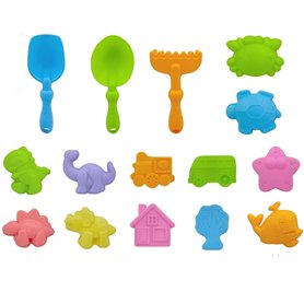 Latebebebe 15pcs Moules de Sable Set Cartoon Cartoon Safe & Fun Sand Toys Educational and Learning Toys for Boys Girls Children