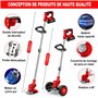 Debroussailleuse Electrique sans Fil 21V, Coupe Bordure sans Fil avec Batterie 4.0Ah et 3 Types de Lames, Débroussailleuses Elec