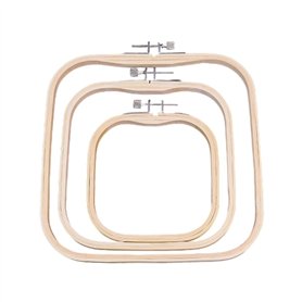 DAYnagh 3 Pièces Tambours à Broder Carrés en Bois de Tailles Différentes - Anneaux de Broderie en Bambou Réglables pour Art