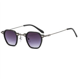 XXGJOALD Lunettes de soleil rondes 2025 pour femmes et hommes - Type d'émetteur - Verres dégradés - Alliage - Cadre en métal - D