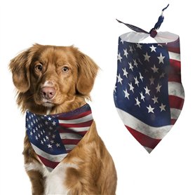 Bandanas d'anniversaire pour chien - Drapeau américain - Lavable - Accessoires pour animaux de compagnie - Écharpe triangulaire
