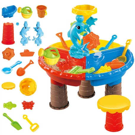 Upiulote Table à Eau pour Tout-Petits 1 Ensemble Table de Sable coloré avec Mignon Dauphin abbs sensoriel interactif Parent-Enfa