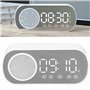 cigemay Réveil avec Haut-Parleur Bluetooth/lumière Rétroéclairée/écran Miroir, Horloge Numérique Blanche avec Radio FM Chargemen