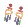 Boucles d'oreilles élégantes avec motifs géométriques irréguliers pour femmes, matériaux en bois robustes et portables à la mode