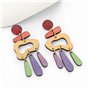 Boucles d'oreilles élégantes avec motifs géométriques irréguliers pour femmes, matériaux en bois robustes et portables à la mode