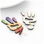 Boucles d'oreilles élégantes avec motifs géométriques irréguliers pour femmes, matériaux en bois robustes et portables à la mode