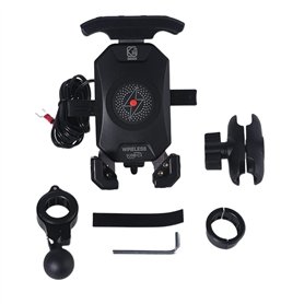 yanwuwa Support de téléphone sans fil rotatif à 360° pour moto 18 W simultanément pour la plupart des supports de téléphones por