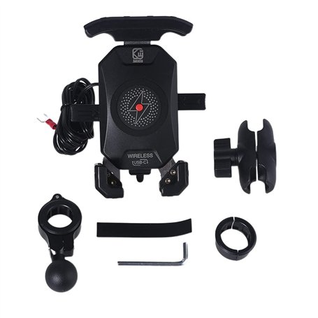yanwuwa Support de téléphone sans fil rotatif à 360° pour moto 18 W simultanément pour la plupart des supports de téléphones por