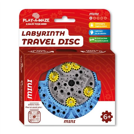 Play-a-Maze 3115276 - Puzzle de Labyrinthe à Billes - Mini Disque de Voyage - Jeu de Patience 3D avec Engrenages - Jeu de Voyage