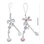 NIHENHAO Chaîne de téléphone avec nœud mignon ornement cœur perle coquille pendentif téléphone portable cordon sac charme pour l
