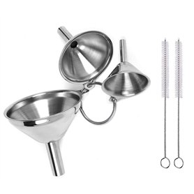 TwhqxjCN Lot de 3 entonnoirs de cuisine en acier inoxydable avec 2 brosses de nettoyage