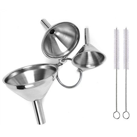 TwhqxjCN Lot de 3 entonnoirs de cuisine en acier inoxydable avec 2 brosses de nettoyage