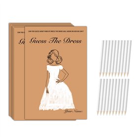 jojnsha 1 ensemble Guesses The Dress Jeux de fête nuptiale pour invités Jeux de fête de mariage Cartes et crayons Fournitures de