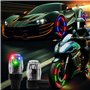 Lot de 4 lumières de roue, lumières de vélo pour roues, lumières LED colorées pour pneus, bouchons de tige de valve intelligents