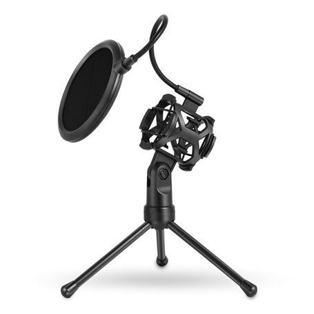 Support antichoc pour microphone et pare-brise avec trépied réglable en hauteur pour discours enregistré et chant largement util