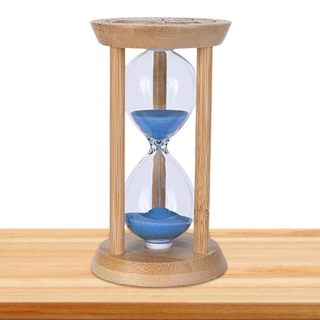 Timer de Sable avec Bois de Sable Bleu et Structure en Verre de 5 Minutes avec Une minuterie de sablier à l'échelle de Temps pou