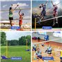 Poteaux de volley-ball pour jardin, avec filet de volley-ball/filet de badminton, poteaux de volley-ball robustes pour intérieur