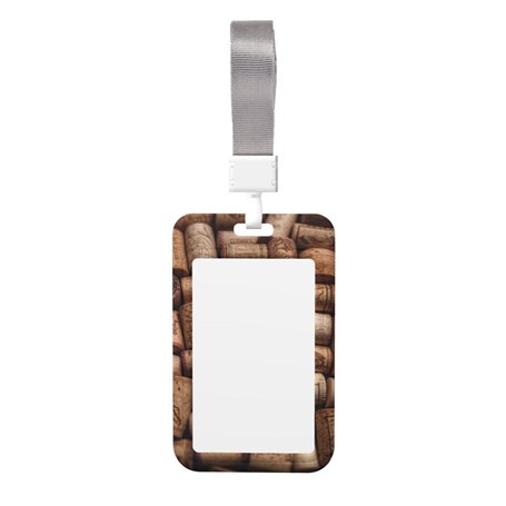 Porte-badge vertical avec cordon de serrage étanche pour carte d'identité avec bouchon en liège