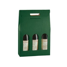 Lot de 5 boîtes pour 3 bouteilles de vin verticales modèle bordelais