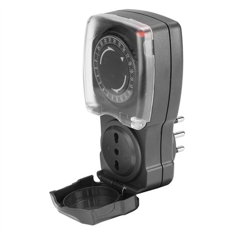 POLY POOL - PP1412 Bloc multiprise temporisée par Timer quotidien pour extérieur - Timer Prise électrique bivalente 10/16 A 2 P+