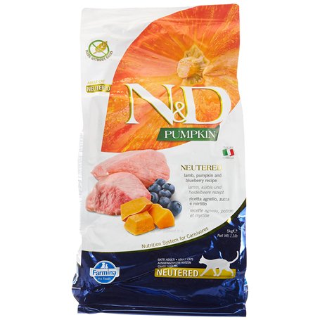 N&D Pumpkin Cat Lamb & Blueberry NEUTERED Adult 5 KG