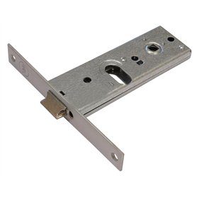 Serrure mécanique de bandeau '970' pour portes en aluminium. Finition vernie noire. Trou ovale pour cylindre. Vis de fixation po