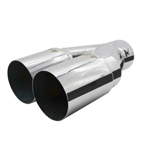 Simoni Racing Embout d'Échappement Rond Double Inox - Ø88xL265/280mm - Montage 33->73mm