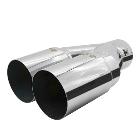 Simoni Racing Embout d'Échappement Rond Double Inox - Ø88xL265/280mm - Montage 33->73mm