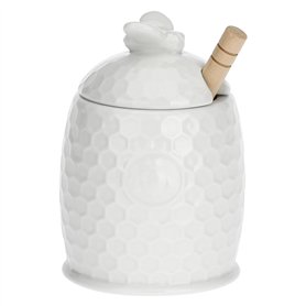 La Porcellana Bianca Aperegina Bol à Miel avec cuillère Blanc 1